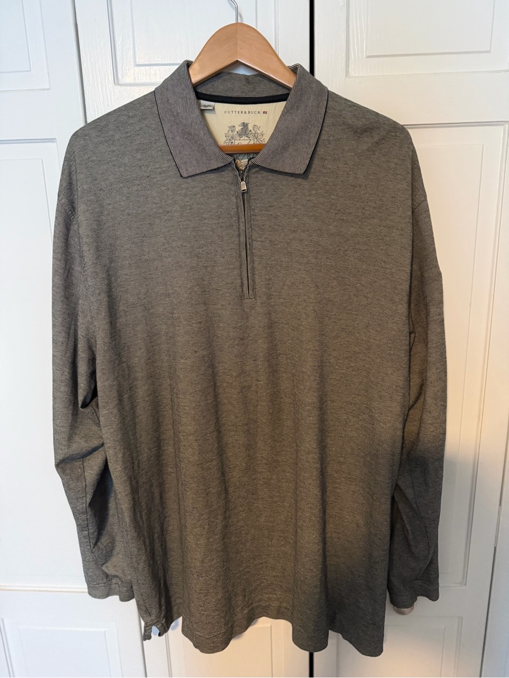 Cutter & Buck Mens XL Quarter Zip Pullover Gray 100% Pima Cotton Golf Shirt